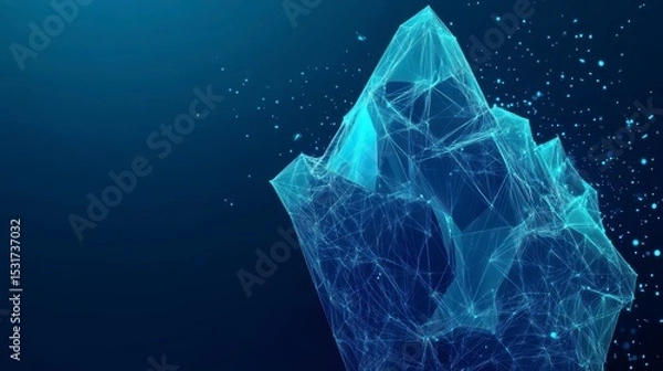 Obraz Abstract polygonal iceberg illustration with glowing particles.