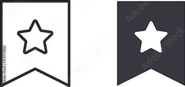 Fototapeta Bookmark Star Icon – Outline and Solid Style Vector UI Symbol