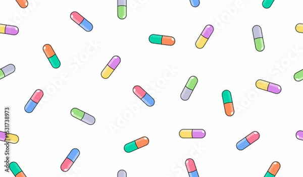 Obraz Cute capsule pill pattern background vector design