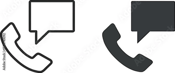 Fototapeta Vector Phone Call Chat Icon in Outline and Solid Style for Communication UI