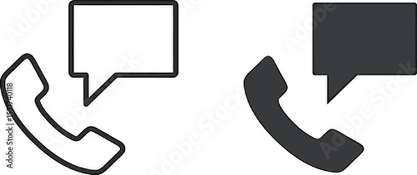 Fototapeta Vector Phone Call Chat Icon in Outline and Solid Style for Communication UI