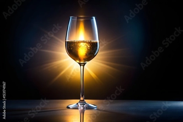 Fototapeta Golden hour toast with sparkling wine in warm elegant celebration scene