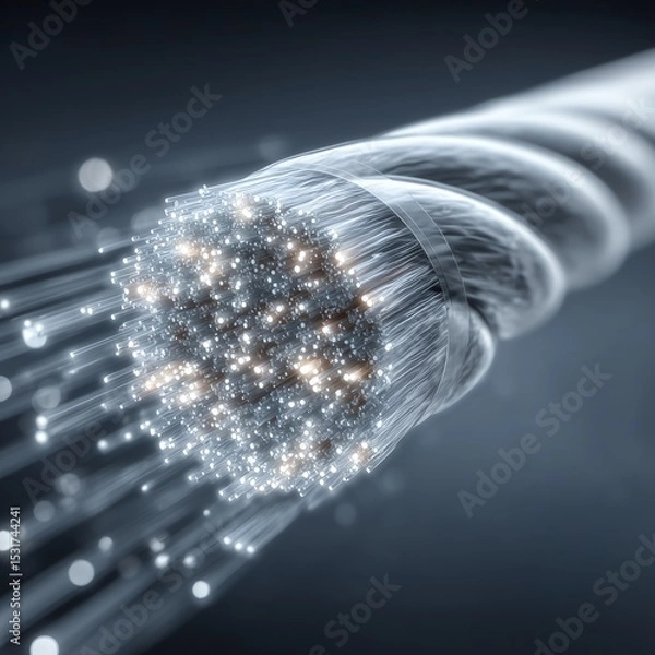 Obraz Minimalist High-Speed Internet Fiber Optic Cable Close-Up