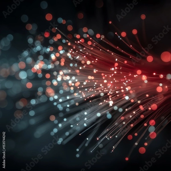 Obraz Macro Close-Up of Fiber Optics with Shallow Depth of Field - Minimalist Technology Composition