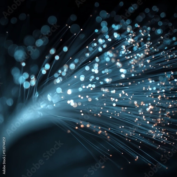 Fototapeta Macro Close-Up of Fiber Optics with Shallow Depth of Field - Minimalist Technology Composition