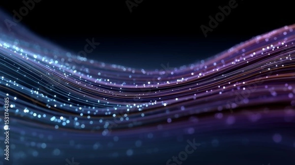 Fototapeta Big Data Traffic Visualization with Glowing Lines on Dark Background