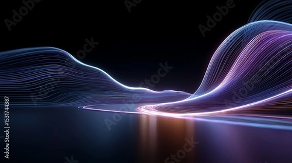 Obraz Big Data Traffic Visualization with Glowing Lines on Dark Background