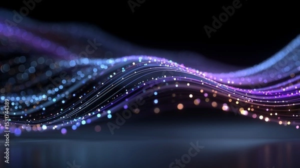 Obraz Big Data Traffic Visualization with Glowing Lines on Dark Background