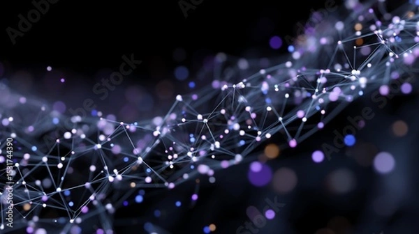 Obraz Minimalist AI Technology Visualization with Scattered Blue-Purple Dots