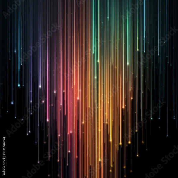 Fototapeta Abstract Colorful Fiber Optic Lines Extending Vertically for Tech Background