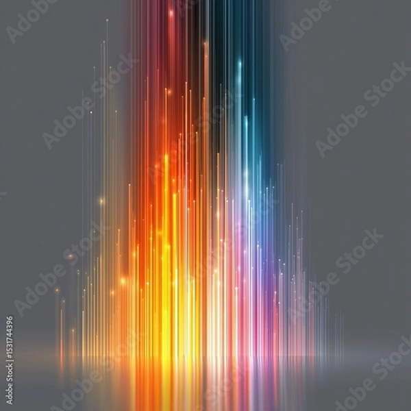Obraz Abstract Colorful Fiber Optic Lines Extending Vertically for Tech Background