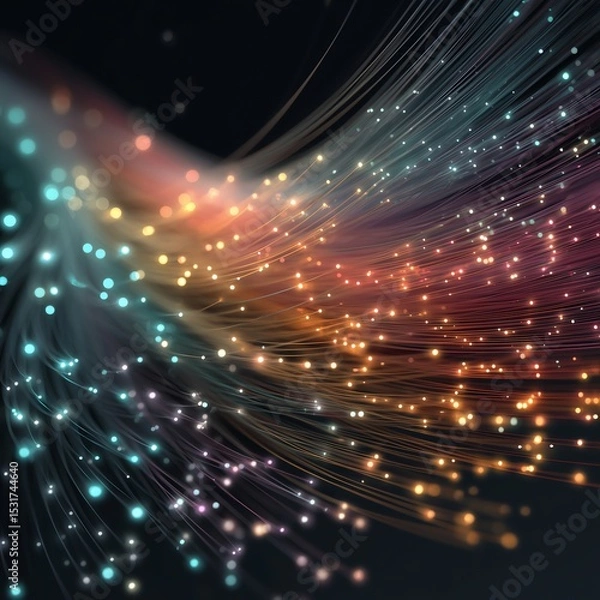 Obraz 3D Optical Fibers Vector Illustration - Futuristic White Background Isolated Design