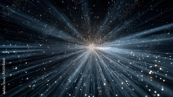 Obraz Space Travel Through Fiber Optic Stars in Deep Blue Cosmic Aesthetic