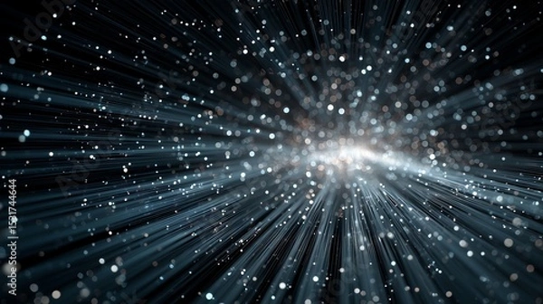 Obraz Space Travel Through Fiber Optic Stars in Deep Blue Cosmic Aesthetic