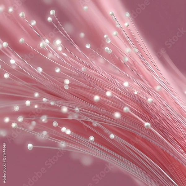 Obraz Minimalist Pink Fiber Optic Glow in 3D Abstract Style with Soft Light and Clean Aesthetics