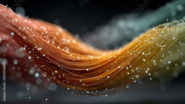 Obraz Abstract 3D Big Data Visualization with Colorful Fiber Optic Threads - Futuristic Infographics