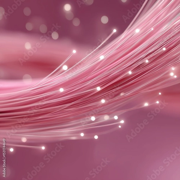 Obraz Minimalist Pink Fiber Optic Glow in 3D Abstract Style with Soft Light and Clean Aesthetics