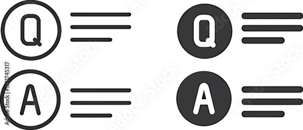 Fototapeta Q and A FAQ Icons – Minimalist Question and Answer Symbol Pack in Outline and Solid Style