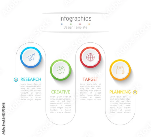 Fototapeta Infographic 4 options design elements for your business data. Vector Illustration.