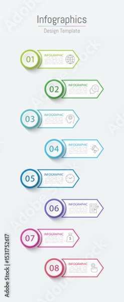 Fototapeta Infographic 8 options design elements for your business data. Vector Illustration.