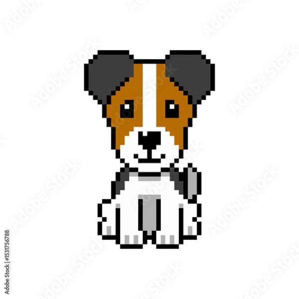 Obraz Pixel art cute jack russell terrier dog vector in retro style