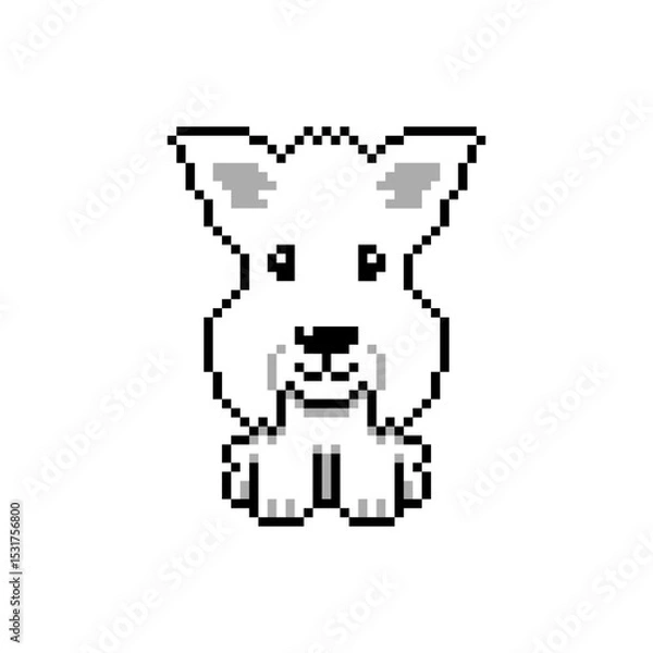 Obraz Pixel art cute maltese dog vector in retro style