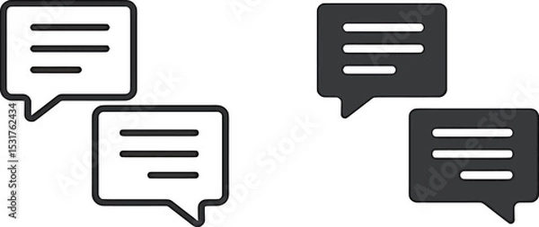 Fototapeta Chat Bubble Icons – Outline and Filled Message Vector Symbols for UI and UX Design