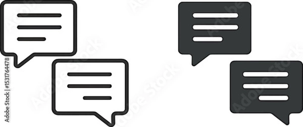 Fototapeta Chat Bubble Icons – Outline and Filled Message Vector Symbols for UI and UX Design