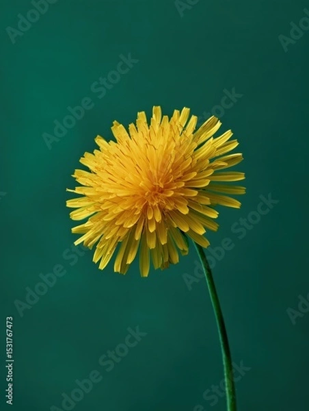 Obraz yellow flower, isolated on green background, generative ai