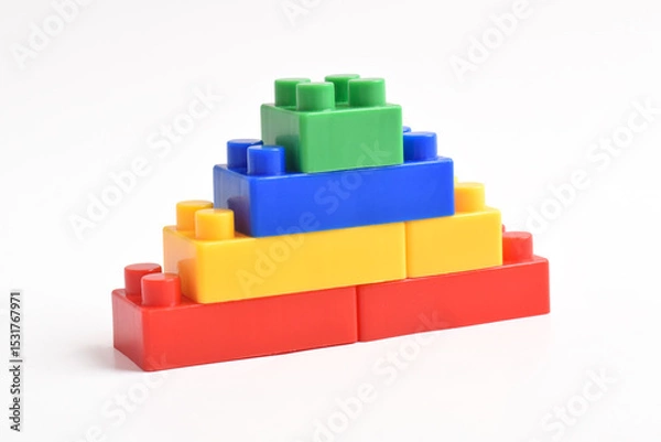 Obraz Plastic building blocks isolated on white background