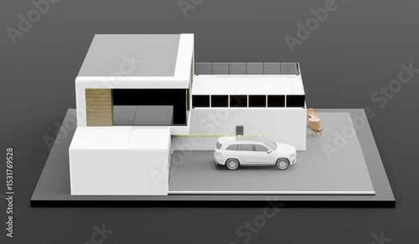 Obraz House model, small model house, model house, two story, 3D illustration