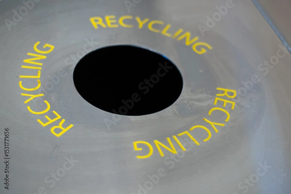 Obraz recyling bin, with a circular opening for bottles and cans