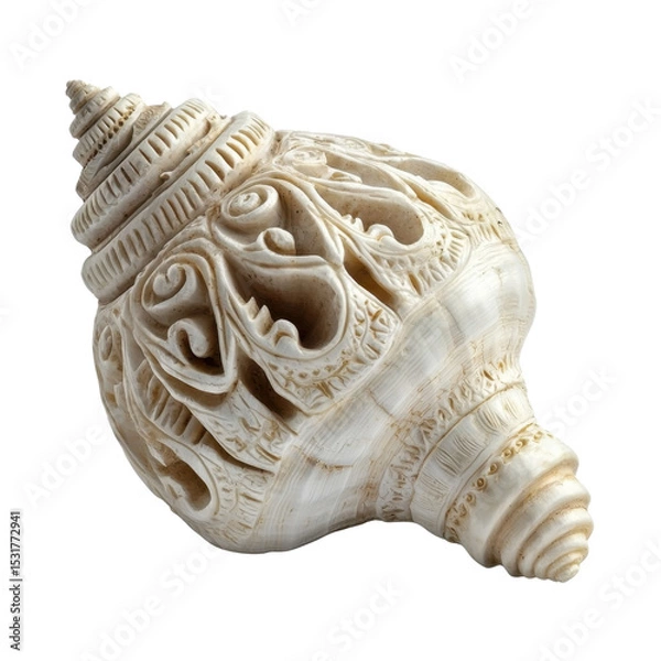 Fototapeta Ornate Carved Shell Craft with Intricate Details and Textures