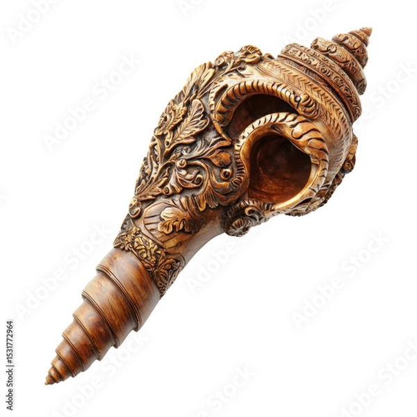 Fototapeta Intricately Carved Shell Ornament with Detailed Floral Patterns