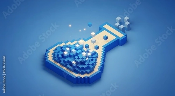 Obraz Pixelated Brain in a Beaker Digital Transformation and Innovation Concept