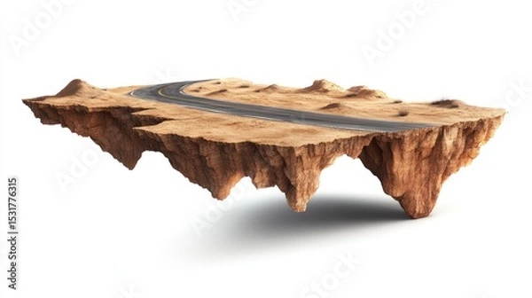 Fototapeta Floating desert island with a road.