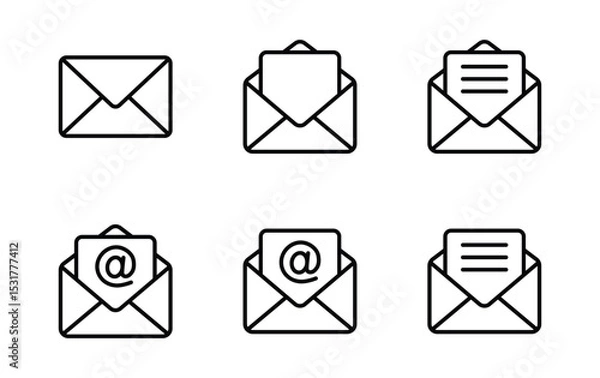 Fototapeta envelope icon set, mail symbol vector