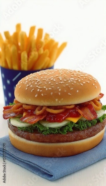 Obraz Close-up of a burger and fries