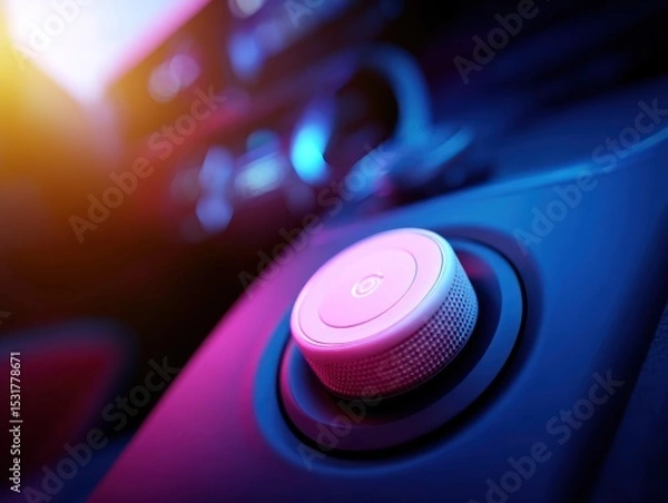 Obraz Close-up of a car's illuminated control knob