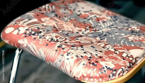 Obraz Close-up of a chair seat with a patterned fabric