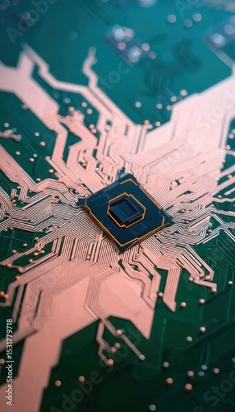 Obraz Close-up of a circuit board with a central chip (1)