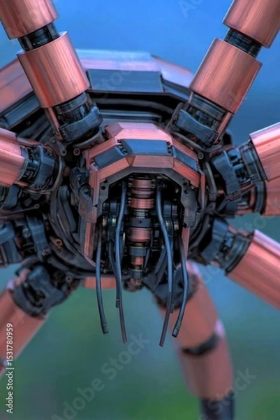 Obraz Close-up of a complex, metallic spider-like robot