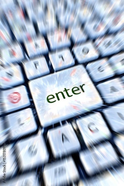 Obraz Close-up of a computer keyboard with the "enter" key highlighted