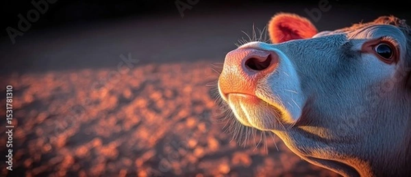 Obraz Close-up of a cow's head at sunset