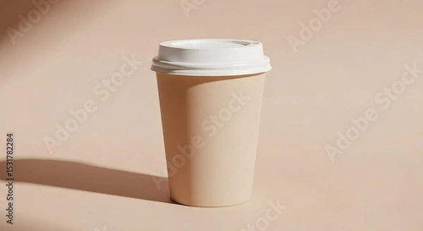 Obraz Beige Disposable Coffee Cup Mockup  Perfect for Branding and Menu Designs