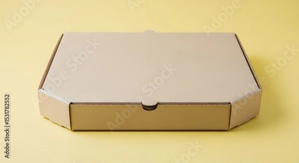 Obraz Empty Cardboard Pizza Box on Yellow Background Food Delivery Packaging Mockup