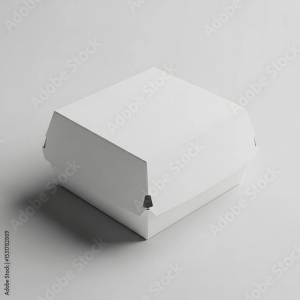 Obraz Blank White Burger Box Mockup Perfect for Restaurant Branding and Packaging Design