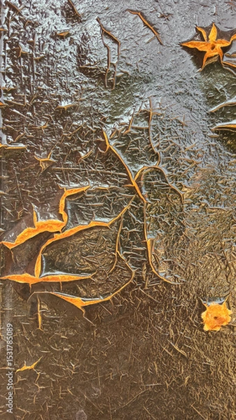 Fototapeta Textura de MDF velha e molhada com linhas e marcas de chuva. Madeira compensada podre e desgastada