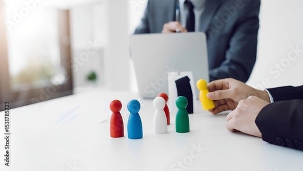 Fototapeta Strategic team collaboration modern office business meeting professional environment close-up view leadership dynamics