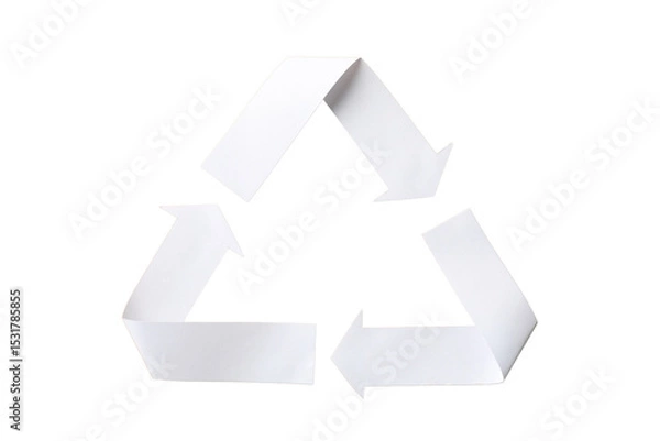 Fototapeta White recycling symbol for the environment, isolated on white, PNG